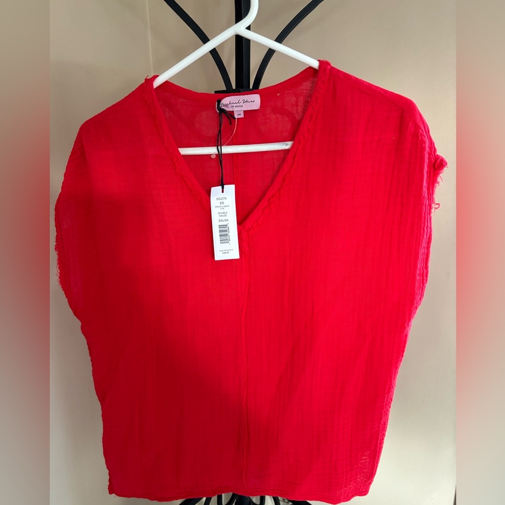 Michael Stars Draya Gauze V-Neck Top Salsa Red Size Small
New With Tags